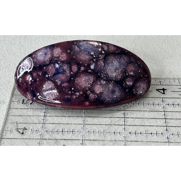 Vtg Hand Painted Cosmic Oval Hair Clip Barrette 1990s - Picture 5 of 6